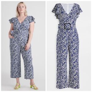 NWT Tanya Taylor Avalon Floral Confetti Ruffle Shoulder Belted Jumpsuit